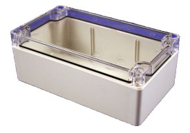 Enclosure 180x120x60mm polycarbonate grey with clear lid - IP-66