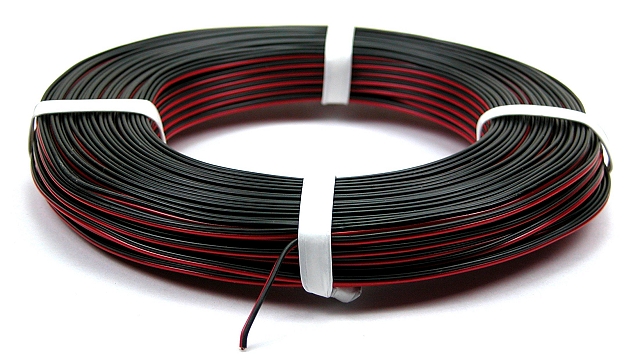 x50m Tweeling snoer 2x0,14mm² - rood/zwart