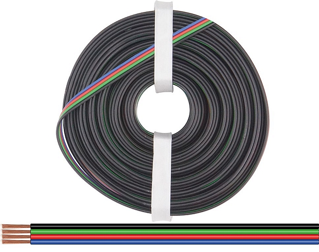 x10m Vierling snoer 4x0,5mm² (zwart/groen/rood/blauw)