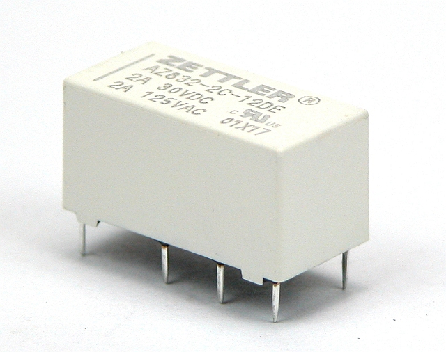 Dual-in-Line printrelay 2xchange-over 2A - 5Vdc - 125 Ohm