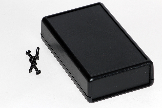 Behuizing Hand-Held 112x66x28mm zwart met batterijvak + los frontpaneel
