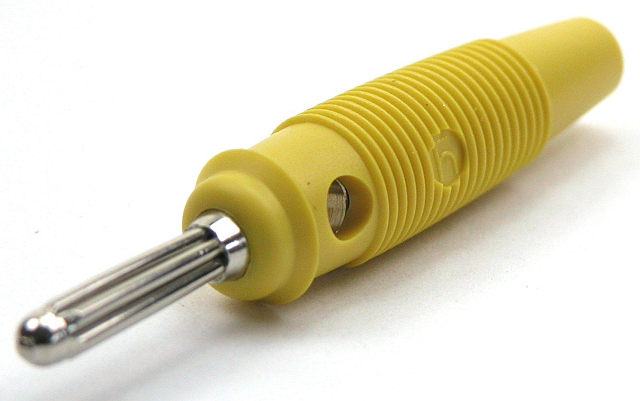 Banaansteker ø4mm met dwarsgat soldeer - geel