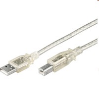 USB 2.0 kabel Serie A - Serie B  1,0m transparant