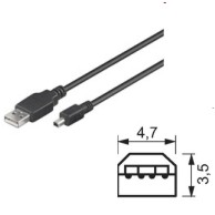 USB kabel A male - USB Mini 4-polig male - 5m - uitlopend