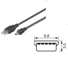 USB kabel A male - USB Mini-B 5-polig male - 3m