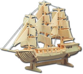 Houten bouwplaat - Zeilschip
