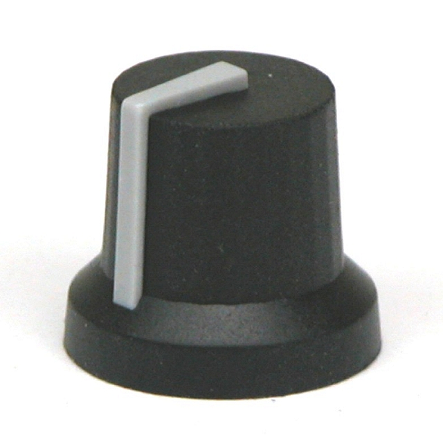 Knop Rubber-plastic ø16,8/11,3 x 13,9 ø6mm - zwart met groene lijn