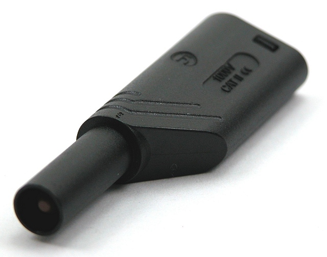 Banaansteker ø4mm aanraakveilig haaks - zwart