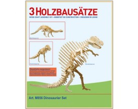 Houten bouwplaat - 3x Dinosauriers