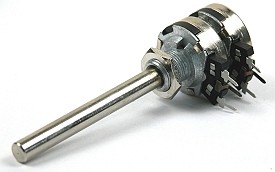 Potentiometer stereo-log ø6mm metal shaft - 5K