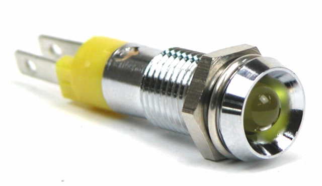 Controle LED 24-28V geel - IP-67 - chroom behuizing - hol