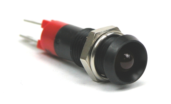 Controle LED 24-28V rood - IP-67 - zwarte behuizing - hol