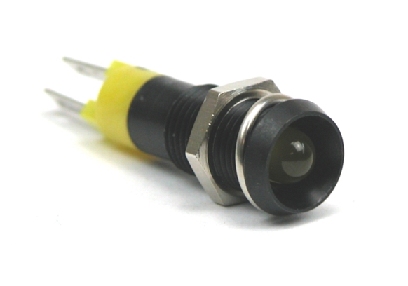 Controle LED 24-28V geel - IP-67 - zwarte behuizing - hol