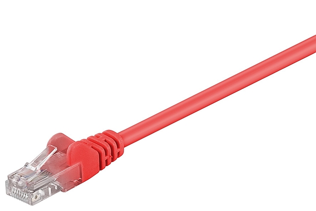 Patchcable UTP CAT5e 2xRJ45 molded version with strain relief - 30,0m red