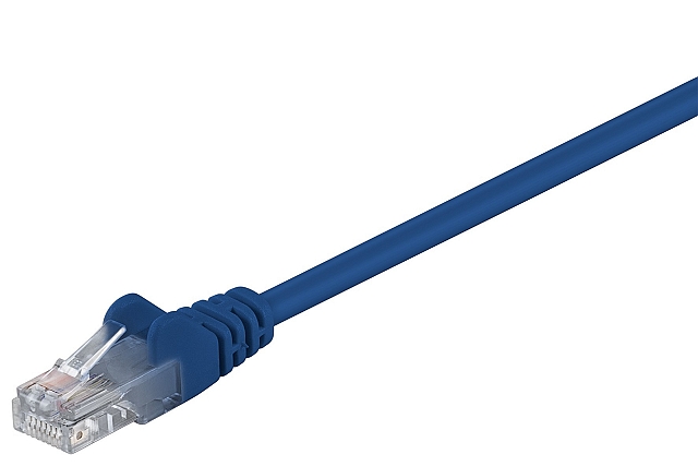 Patchcable UTP CAT5e 2xRJ45 molded version with strain relief - 30,0m blue
