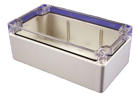 Behuizing 90x90x60mm polycarb. grijs met doorz. deksel - IP-66