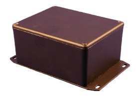 Alum. druckguss gehäuse 120x120x94mm - schwarz mit bodenflansch