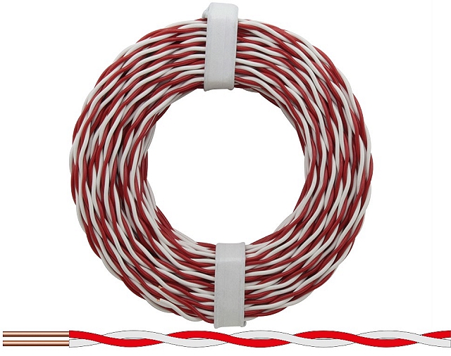 x10m Tweeling Montagedraad 0,5mm - rood/wit