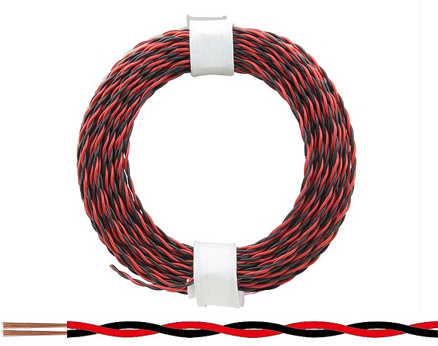 x10m Tweeling Montagesnoer 0,04mm² - rood/zwart