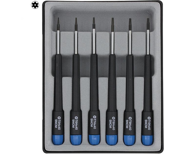 Satz von 6 Torx Schraubendreher mit innenloch
