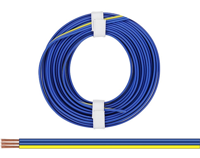 x5m Drieling snoer 3x0,14mm² - blauw/blauw/geel