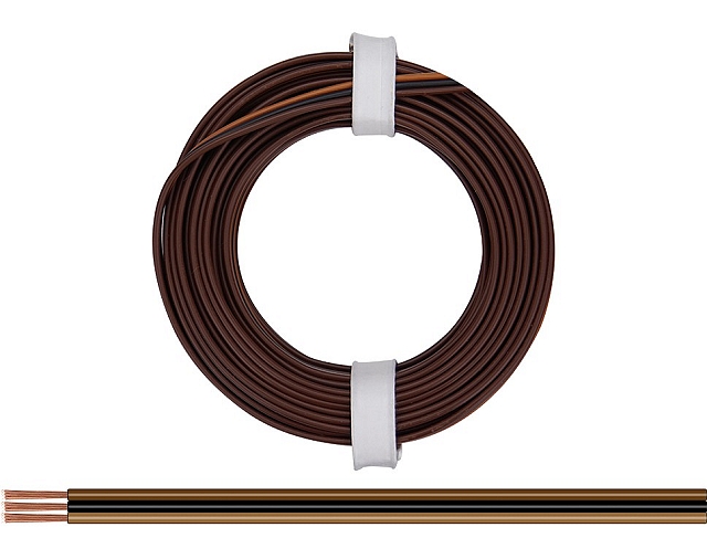 x25m Drieling snoer 3x0,14mm² - donker bruin/zwart/licht bruin