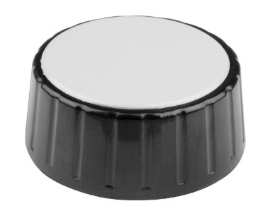 Kunststof draaiknop met spantangbevestiging met markering zwart 48x6mm - uitlopend