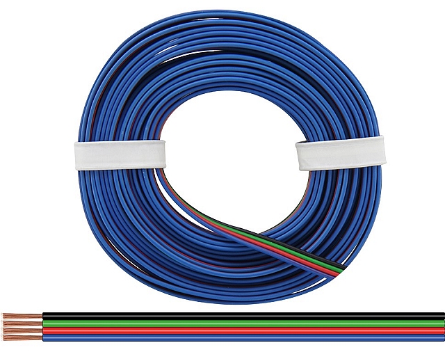 x5m Vierling snoer 4x0,25mm² (zwart/groen/rood/blauw)