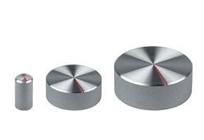 Alum. knop ø20x15mm ø6mm as - blank - uitlopend