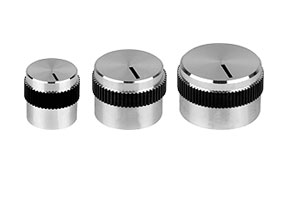 Alum. knop met streep ø15x15mm ø6mm as - blank met rand - uitlopend