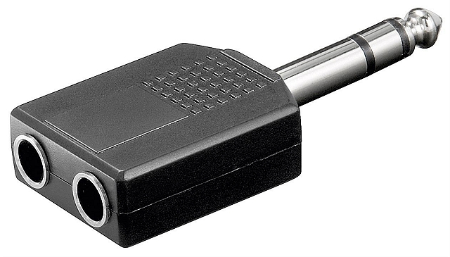 Adapter 2x 6,3mm stereo buchse -> 6,3mm stereo stecker