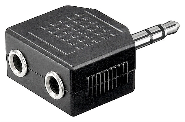 Adapter 2x 3,5mm stereo female -> 3,5mm stereo male