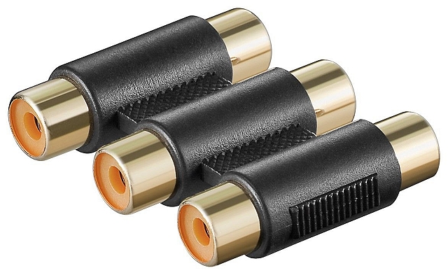 Adapter 3x tulpsteker female -> 3x tulpsteker female - verguld