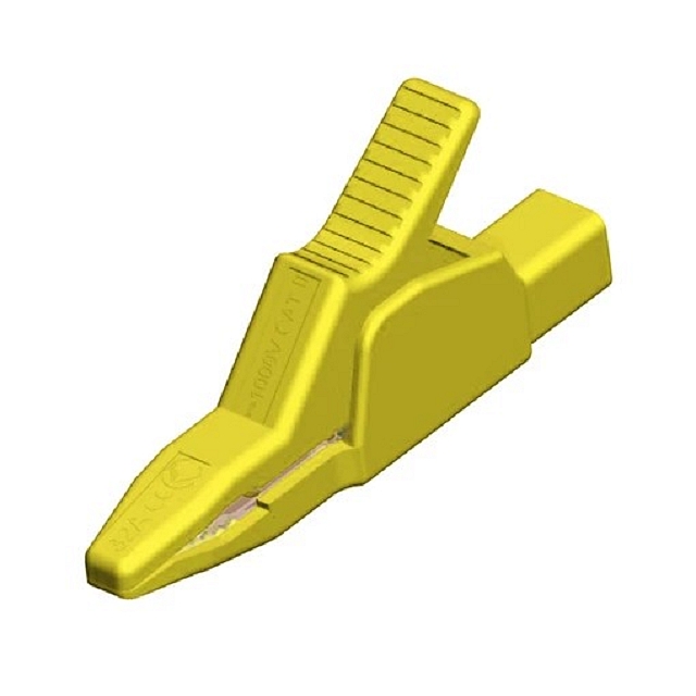 Crocodileclip isolated ø4mm yellow - Heavy-duty 34A/1000V