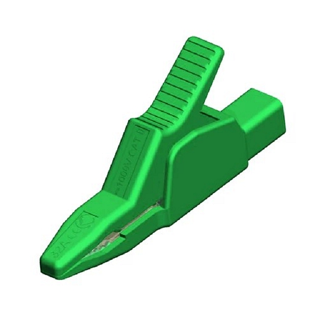 Crocodileclip isolated ø4mm green - Heavy-duty 34A/1000V