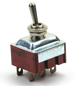 Toggle switch 10A/250Vac 3-pole - on-off-momentary