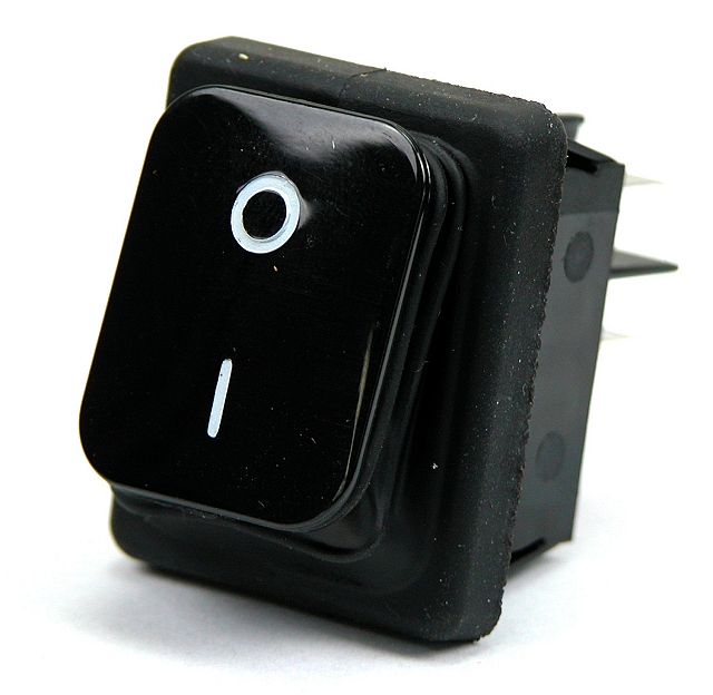 Rocker switch IP-65 25x30mm 2x on/off 16A/250V 250Vac - black - IP-65