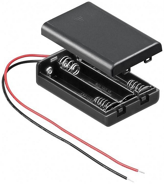 Batterijhouder 3x Microcel (AAA) met 15cm kabel - gesloten behuizing