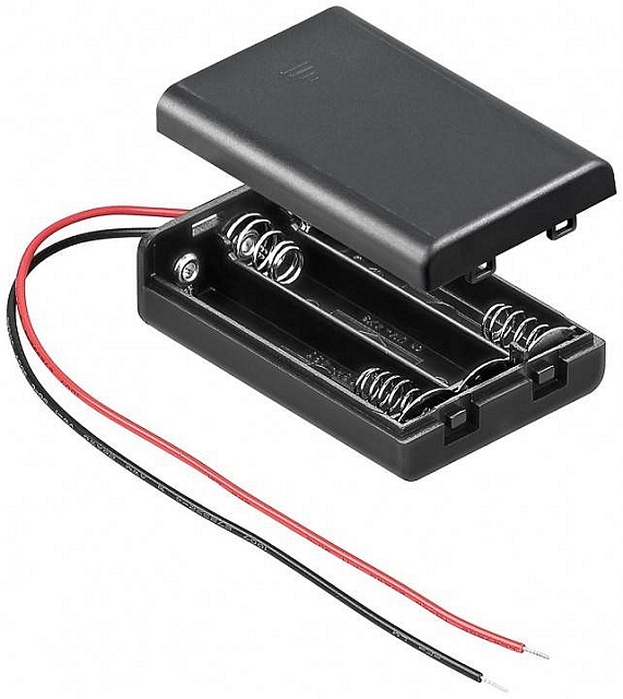 Batteryholder 3x AAA-cells with 15cm cable - closed housing