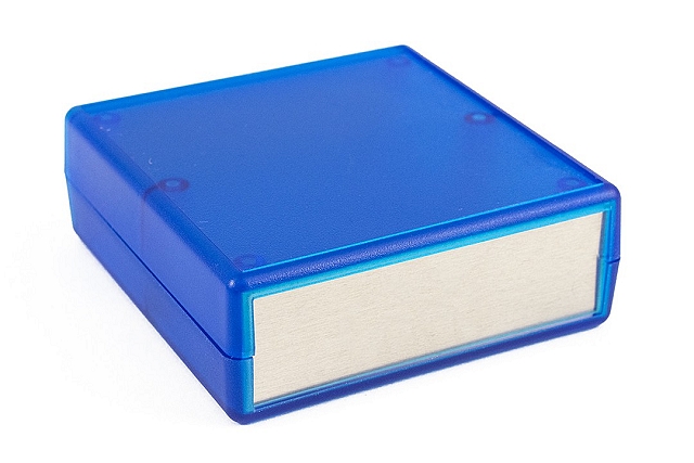 Enclosure Hand-Held 75 x 74 x 27mm transl.blue with lose alumin. panels