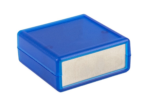 Behuizing Hand-Held 66 x 66 x 28mm - transp..blauw met losse alumin. panelen