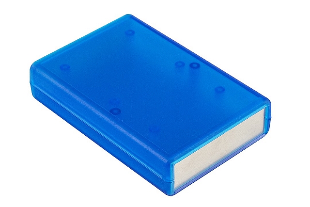 Enclosure Hand-Held 95 x 76 x 30mm transl.blue with lose alum. panels