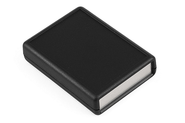 Gehäuse Hand-Held 92x66x21mm schwarz mit batteriefach + alum. panele