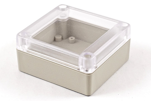 Enclosure 85x80x40mm ABS light grey with clear led - IP65