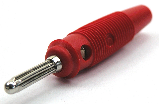Labory plug ø4mm with side-entry solder - red