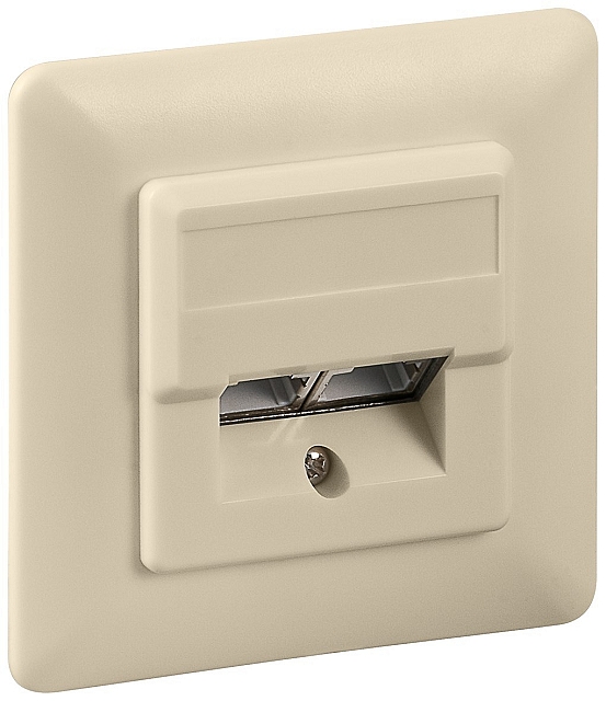 Cat 5e wall plate flush mounting 2xRJ45 shielded 125MHz - beige - blister