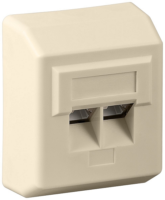Cat 5e wall plate surface mounting 2xRJ45 shielded 125MHz - beige - blister