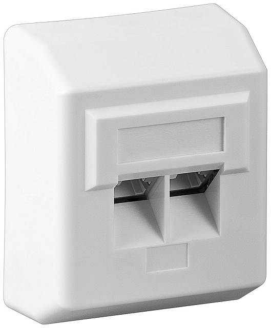 Cat 5e wall plate surface mounting 2xRJ45 shielded 125MHz - white