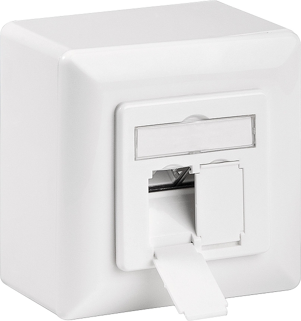 Cat 6 aufputzdose 2xRJ-45 geschirmt 500MHz - weiss