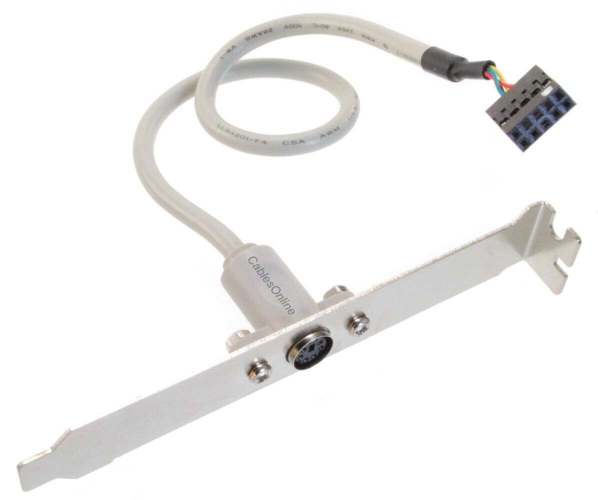 Slotplaat met PS2 MiniDIN6p female -> socket 10p